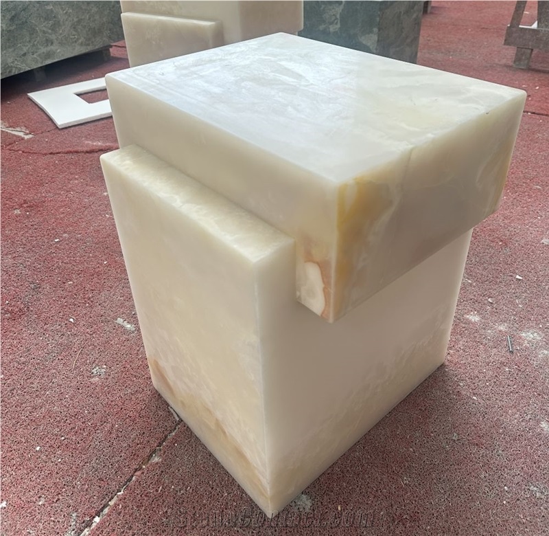 Natural Stone White Onyx Side Table