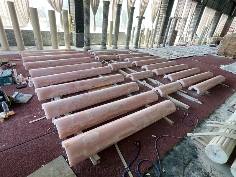 Pink Onyx Curved Column Panels
