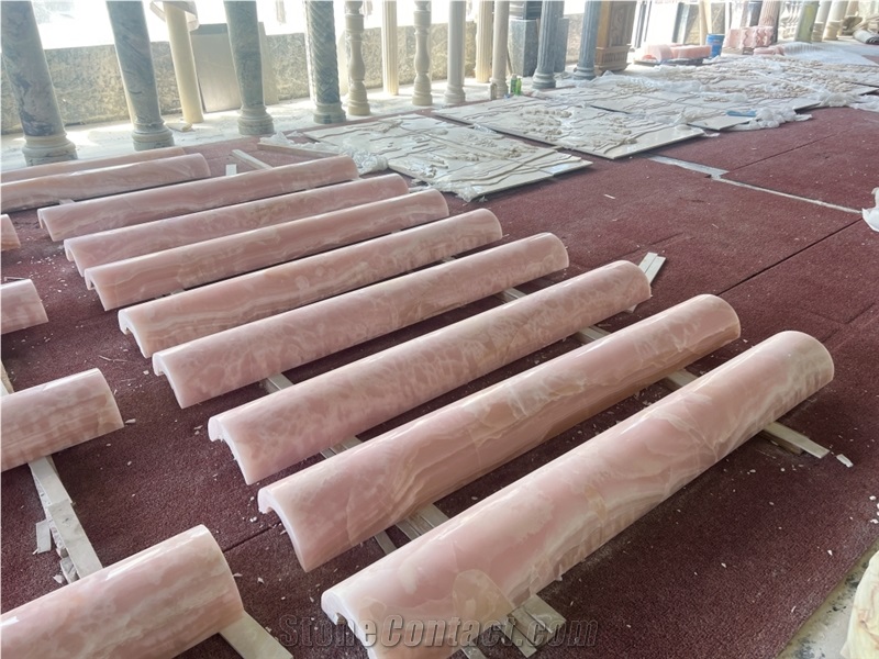 Pink Onyx Curved Column Panels