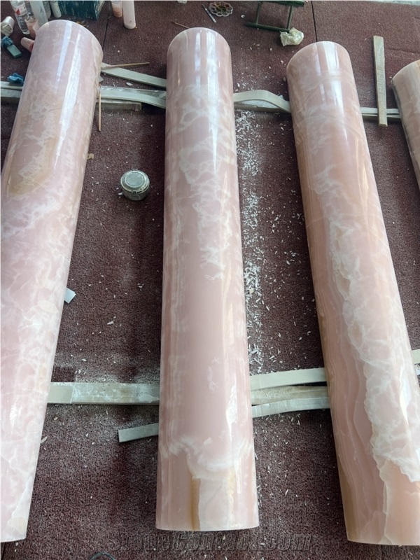 Pink Onyx Curved Column Panels