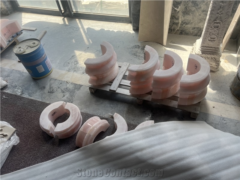 Pink Onyx Curved Column Panels
