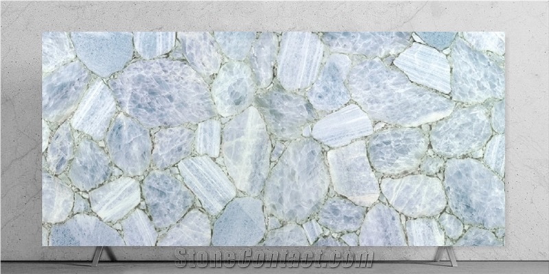 Blue Calcite Semiprecious Stone Slabs
