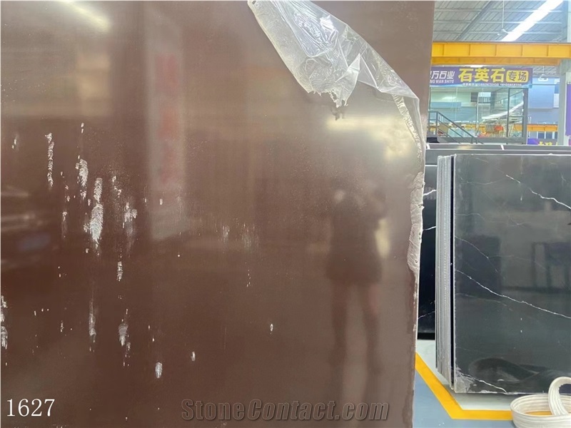 Brown Quartz Slabs Hotel Project Floor Use Tile