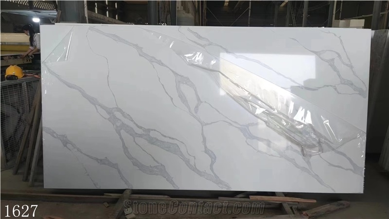 Calacatta White Quartz Vein Slab In China Stone Market