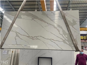 Calacatta White Quartz Vein Slab In China Stone Market