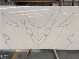 White Quartz Slabs Artificial Engineer Stone Floor Tiles