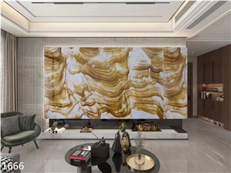 Arbo Dune Gold Marble Slabs Yellow Teak Wood Stone Tile