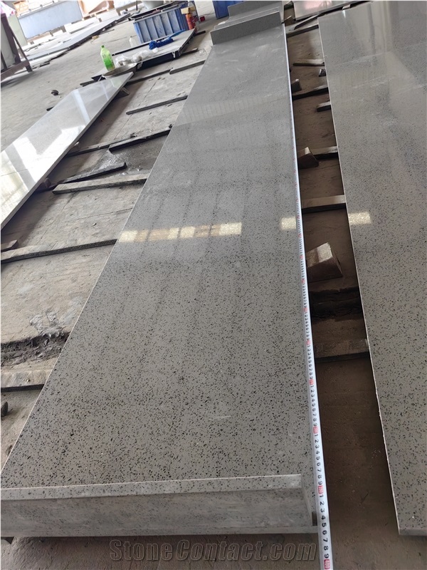 1002 Sparkle Grey Artificial Stone Quartz Slab Quartz Tiles