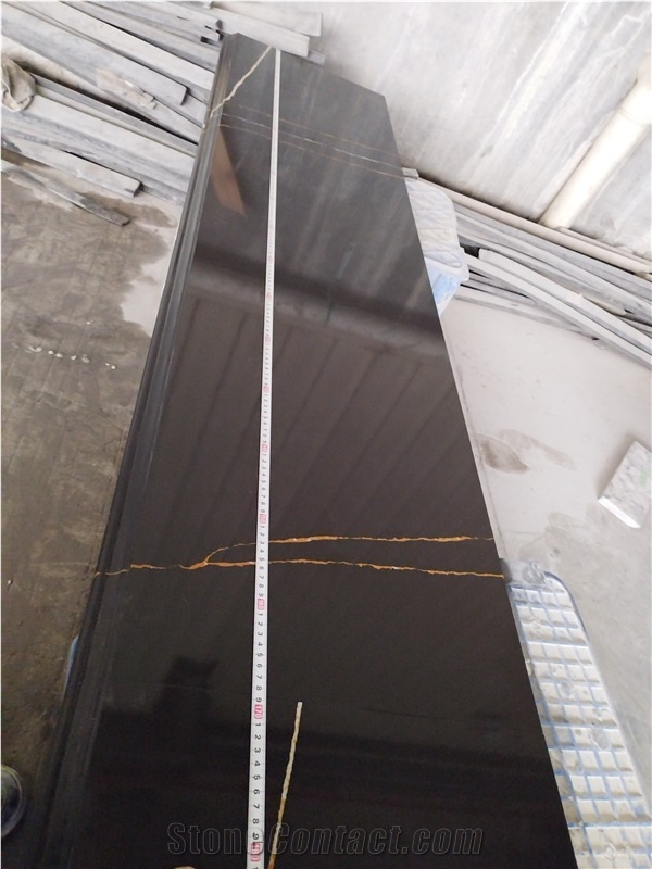 Black 5048 Lauren Gold Quartz Artificial Stone Countertop