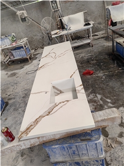 White Quartz 5085 Givenchi Artificial Stone Countertop
