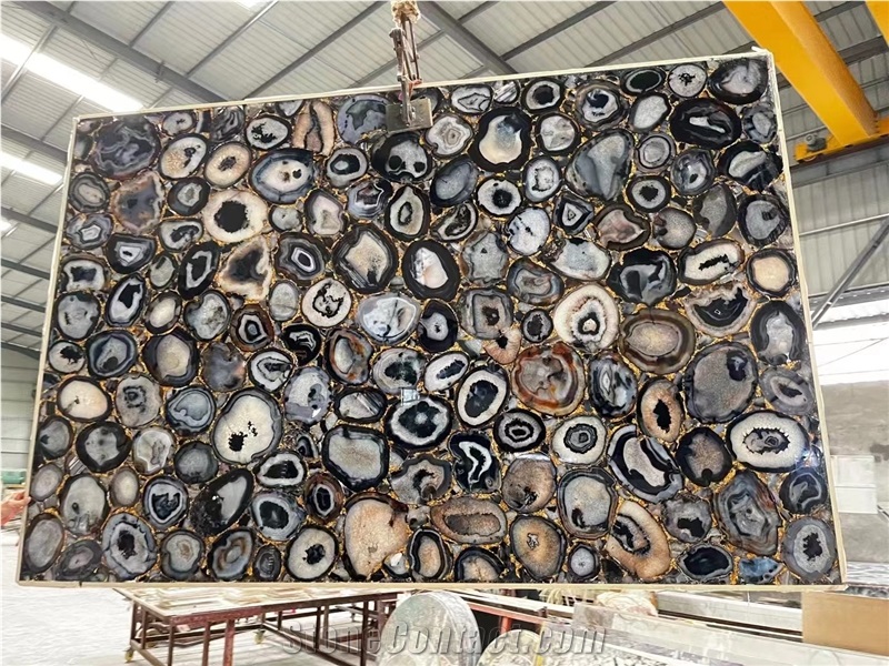 Agate Black Semiprecious Stone Slabs