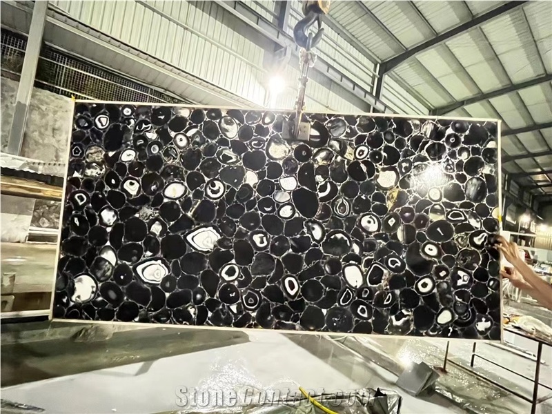 Agate Black Semiprecious Stone Slabs