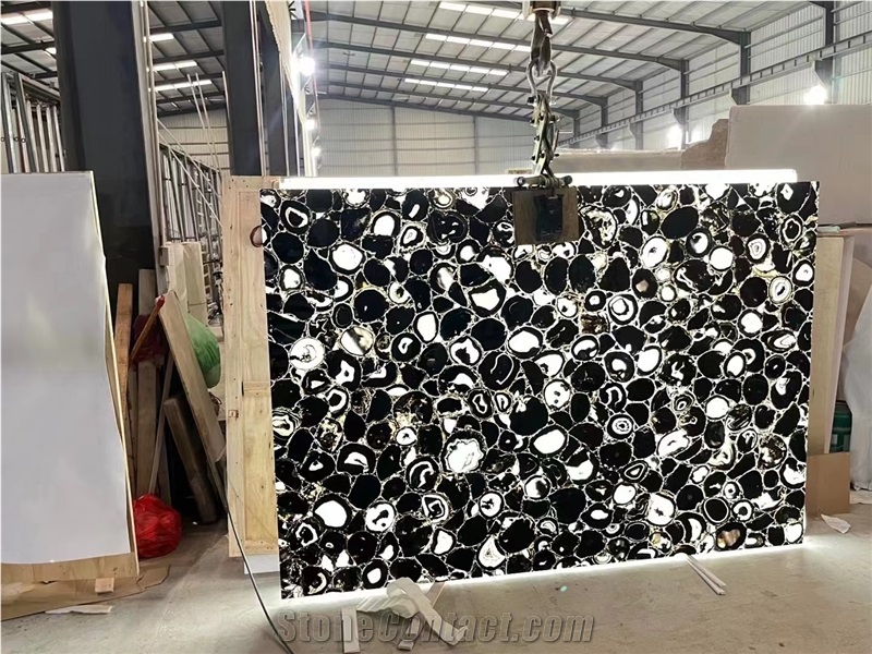 Agate Black Semiprecious Stone Slabs