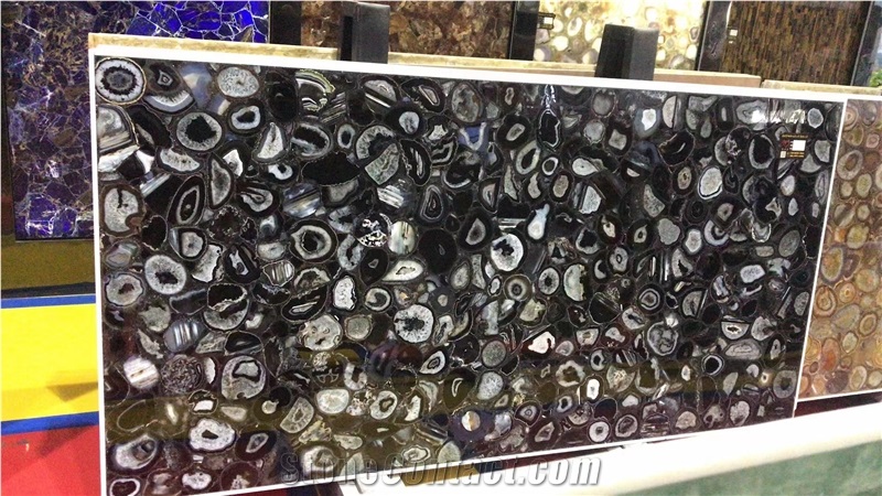 Agate Black Semiprecious Stone Slabs
