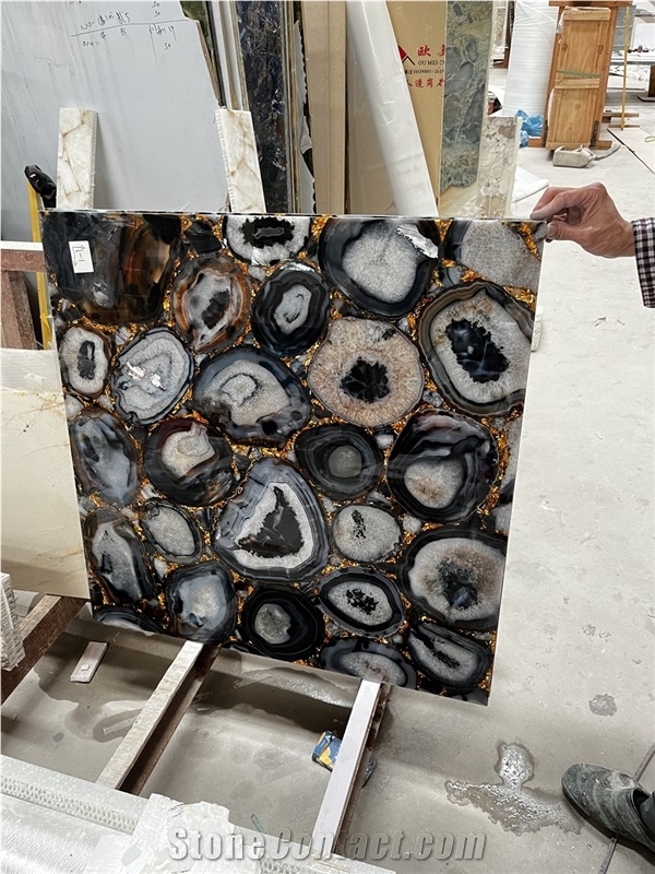 Agate Black Semiprecious Stone Slabs