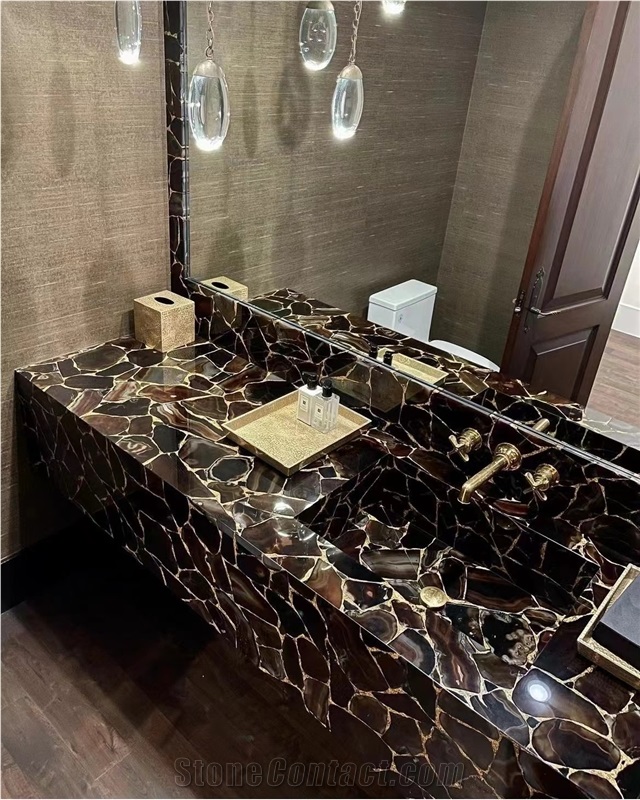 Agate Black Semiprecious Stone Slabs