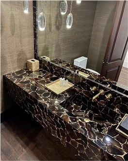 Agate Black Semiprecious Stone Slabs