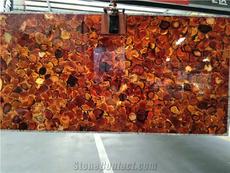 Agate Red Natural Semiprecious Stone Slabs