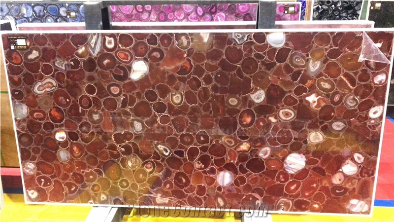 Agate Red Natural Semiprecious Stone Slabs