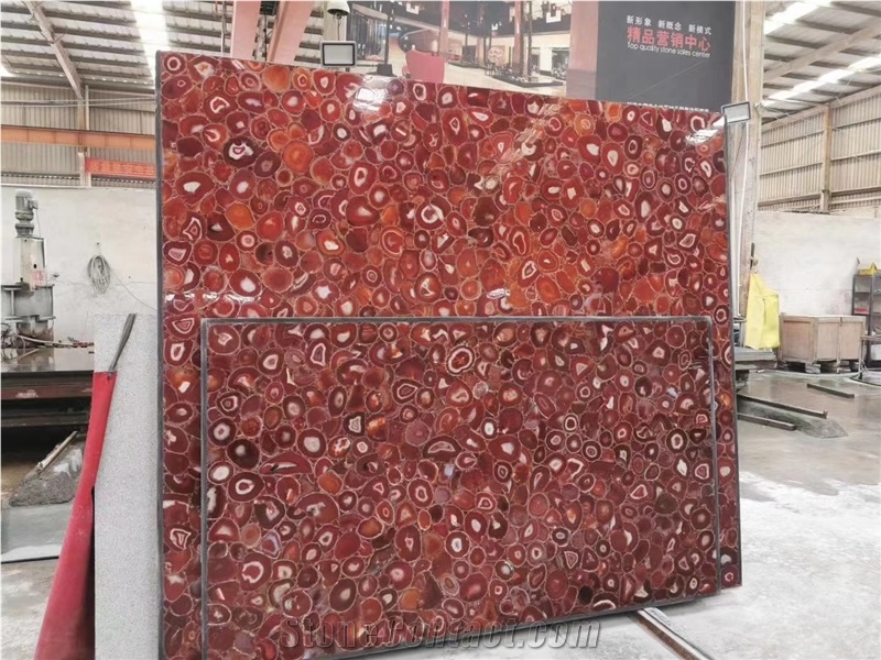 Agate Red Natural Semiprecious Stone Slabs