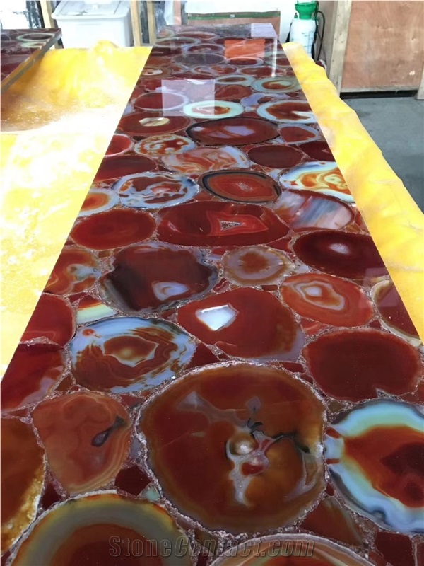 Agate Red Natural Semiprecious Stone Slabs