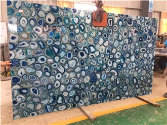 Blue Agate Backlit Semiprecious Stone Slabs