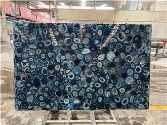 Blue Agate Backlit Semiprecious Stone Slabs