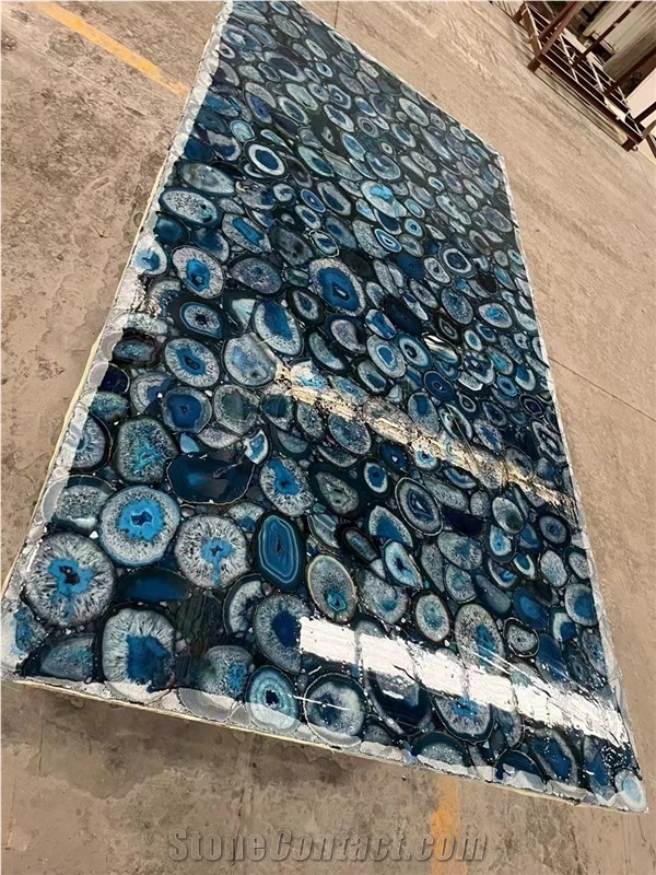 Blue Agate Backlit Semiprecious Stone Slabs