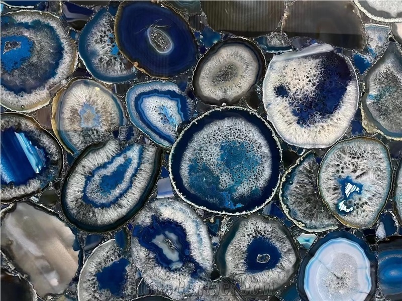 Blue Agate Backlit Semiprecious Stone Slabs