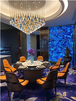 Blue Agate Backlit Semiprecious Stone Slabs