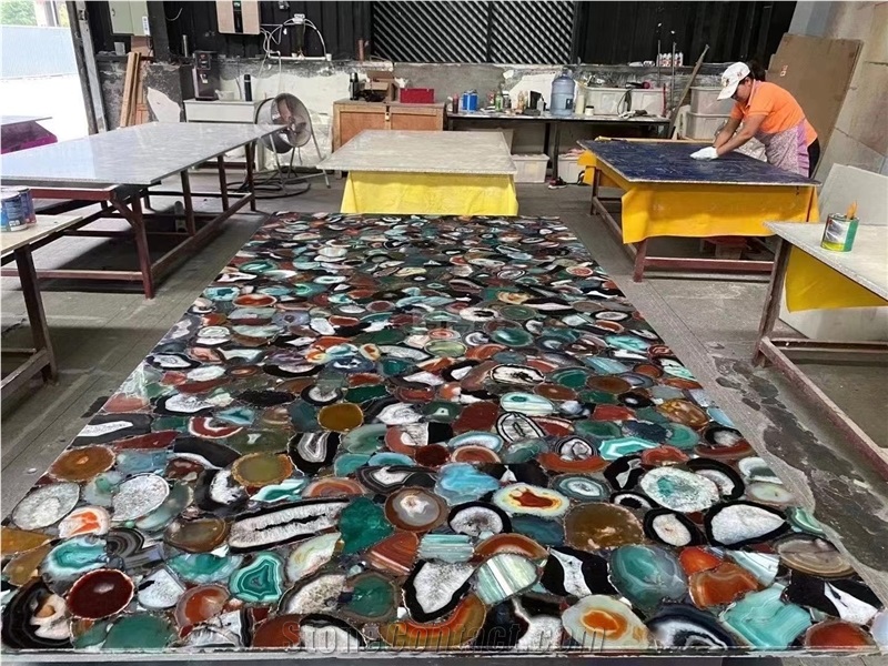 Colorful Agate Semi Precious Stone Wall Panels