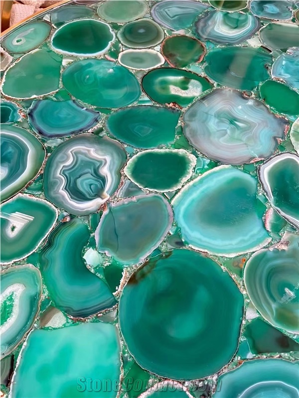 Green Agate Semiprecious Stone Slabs