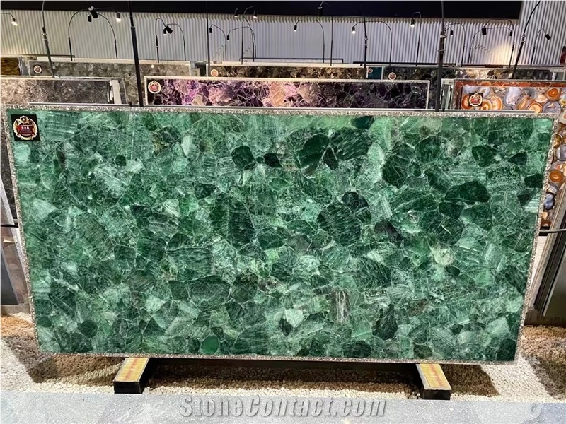 Green Quartz Semiprecious Stone Gemstone Slabs