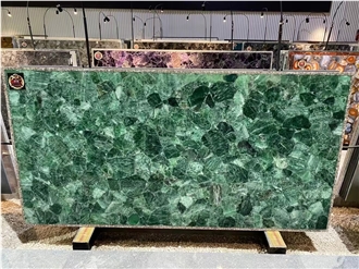 Green Quartz Semiprecious Stone Gemstone Slabs