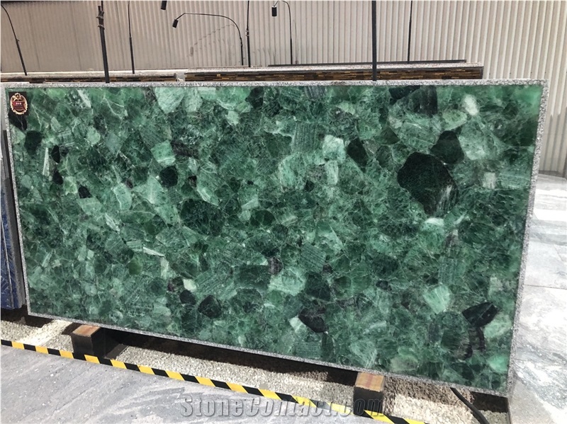 Green Quartz Semiprecious Stone Gemstone Slabs