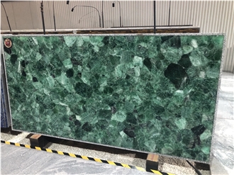 Green Quartz Semiprecious Stone Gemstone Slabs
