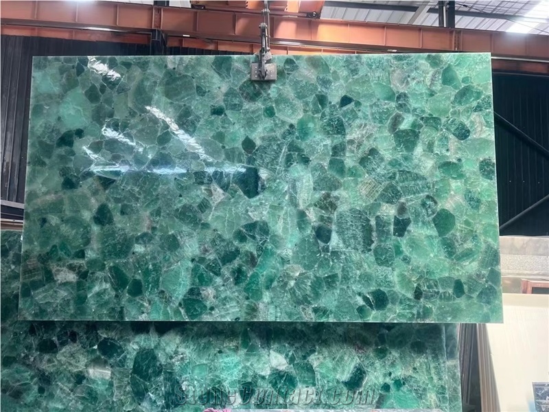 Green Quartz Semiprecious Stone Gemstone Slabs