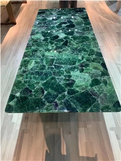 Green Quartz Semiprecious Stone Gemstone Slabs