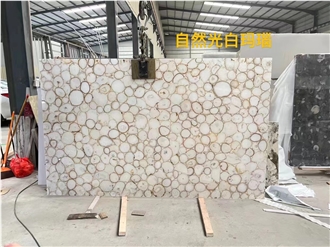 Natural White Agate Backlit Semiprecious Stone Slabs