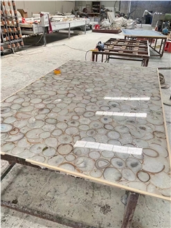 Natural White Agate Backlit Semiprecious Stone Slabs