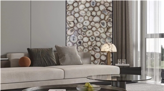 Natural White Agate Backlit Semiprecious Stone Slabs