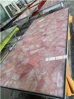 Pink Quartz Backlit Natural Semiprecious Stone Slabs