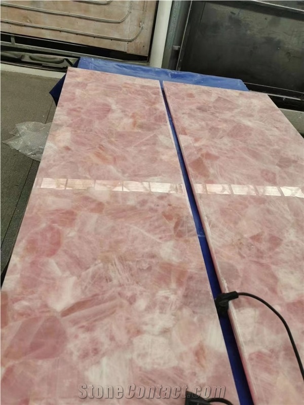 Pink Quartz Backlit Natural Semiprecious Stone Slabs