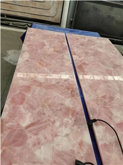 Pink Quartz Backlit Natural Semiprecious Stone Slabs