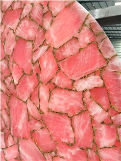 Pink Quartz Backlit Natural Semiprecious Stone Slabs