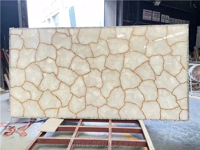 White Quartz Natural Gemstone Slabs