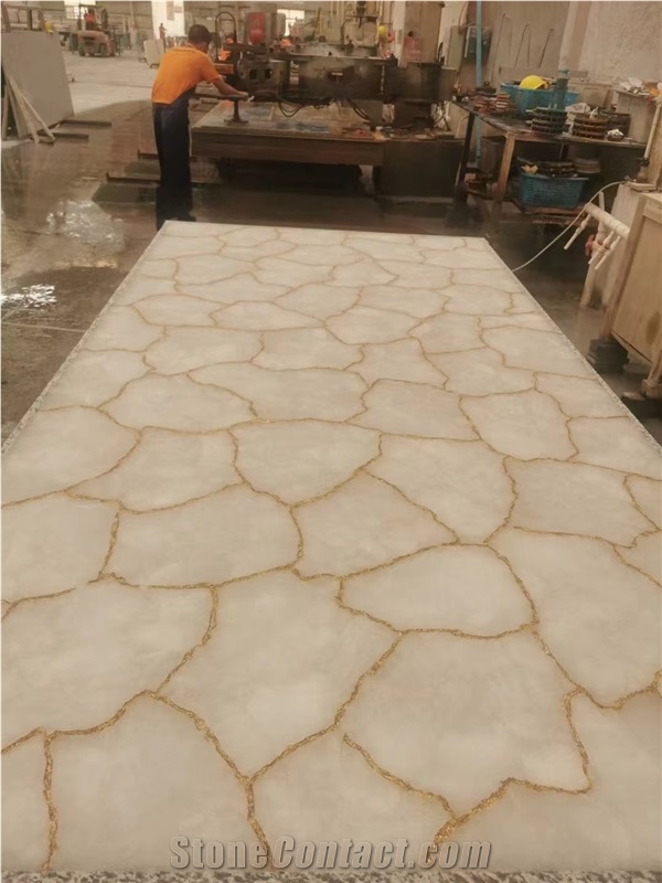 White Quartz Natural Gemstone Slabs