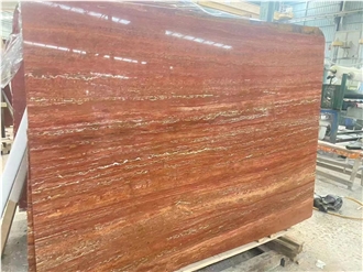 Iran Red Travertine Honed Unfilled Slabs