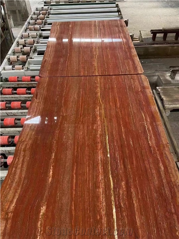 Iran Red Travertine Honed Unfilled Slabs