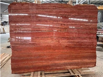 Iran Red Travertine Honed Unfilled Slabs